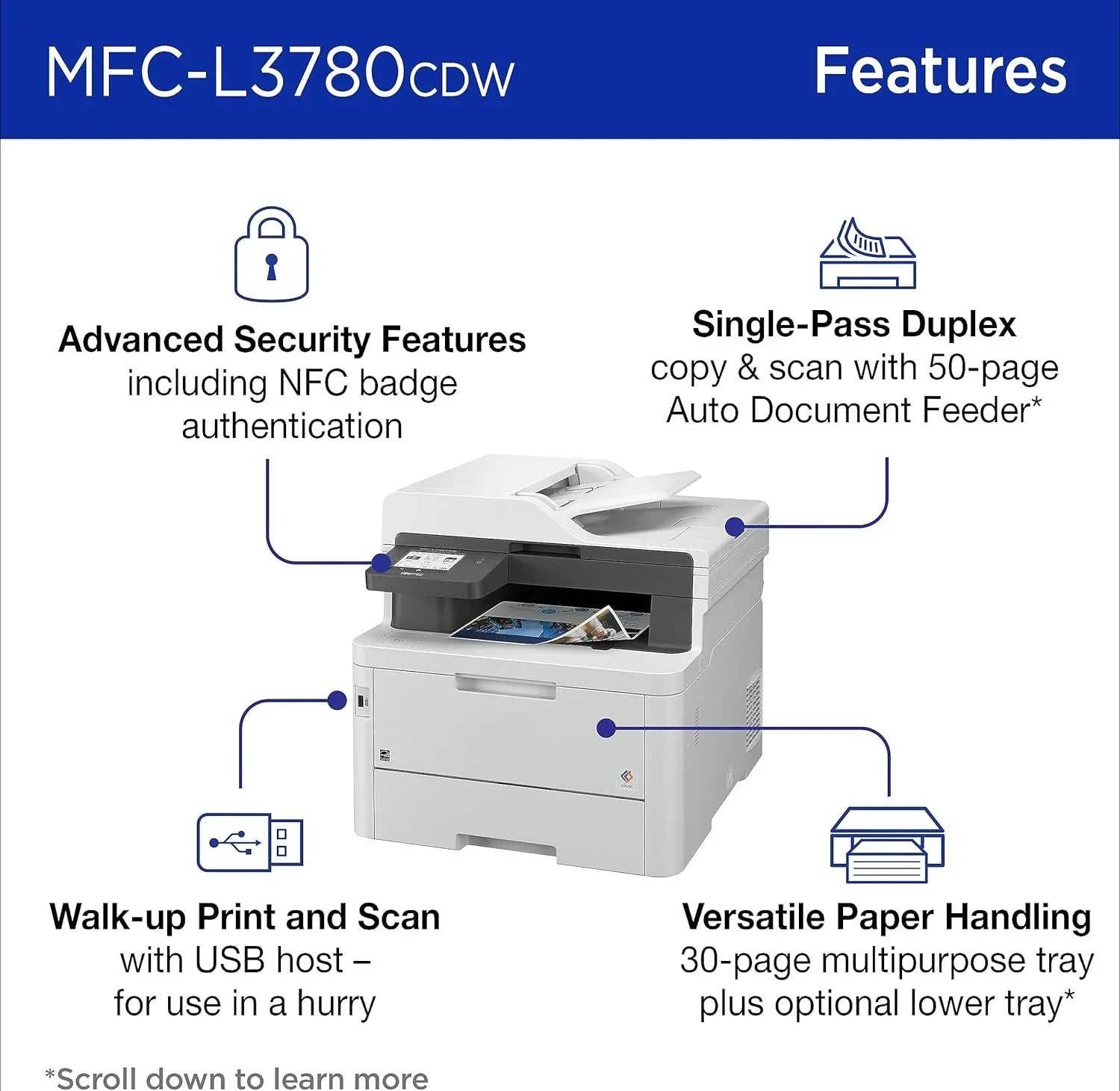 MFC-L3780CDW Wireless Color All-In-One Printer With Duplex