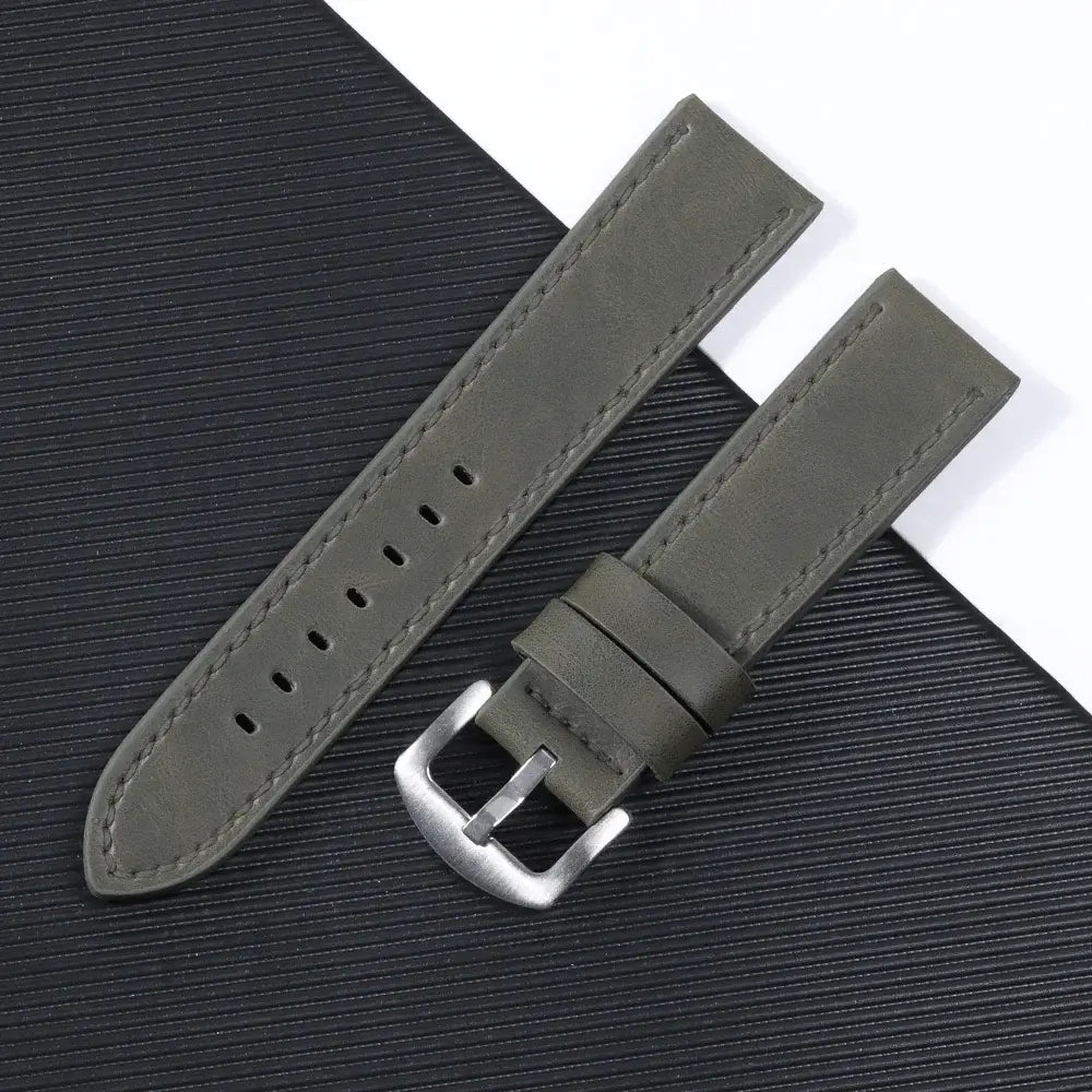 Garmin 18/20/22mm Quick Release Smooth Leather Band with Stitching Options