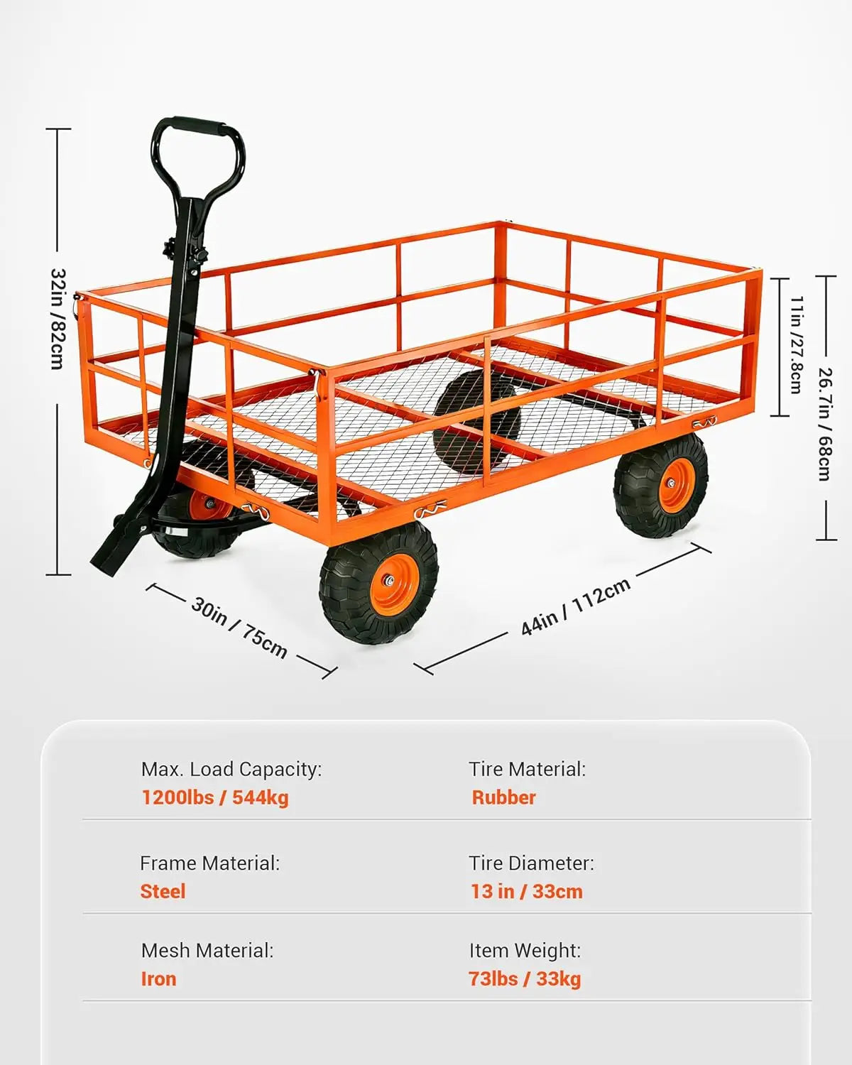 HiMISS Heavy Duty Gardening Cart 3 In 1 Pull Wagon