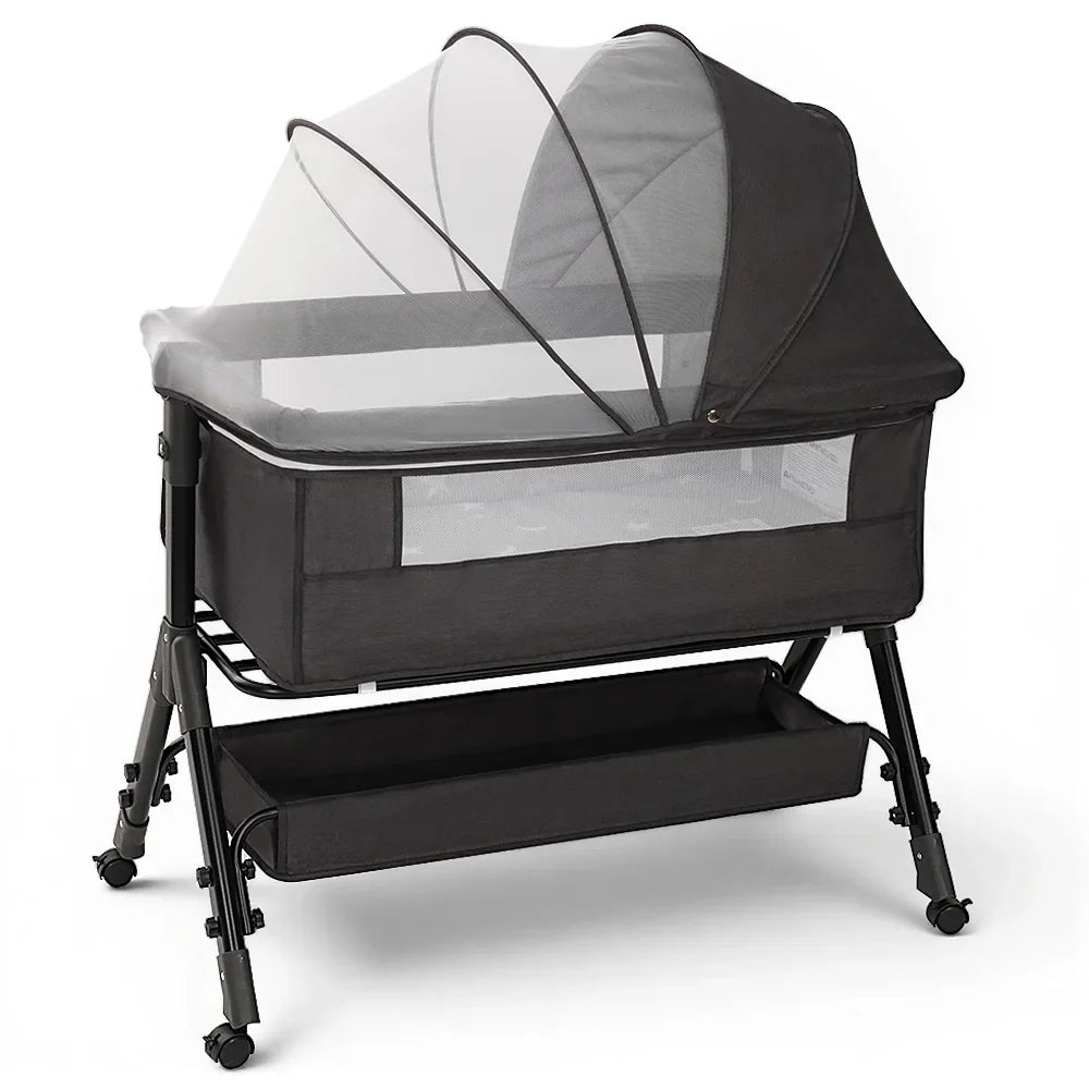 Portable Baby Bassinet Bedside Sleeper With 360 Degree Mesh Window