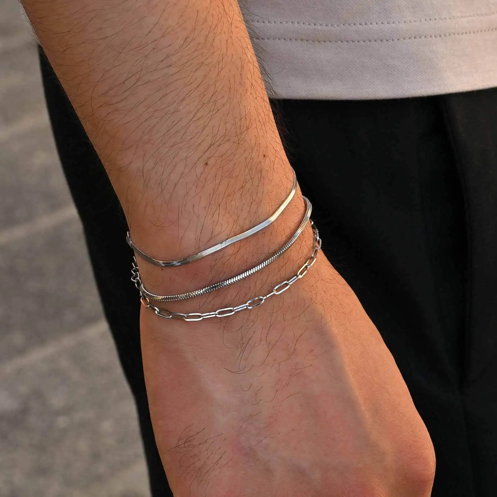 1/2/3pcs Chain Bracelet for, Stainless Steel Twisted Rope Cuban Chain