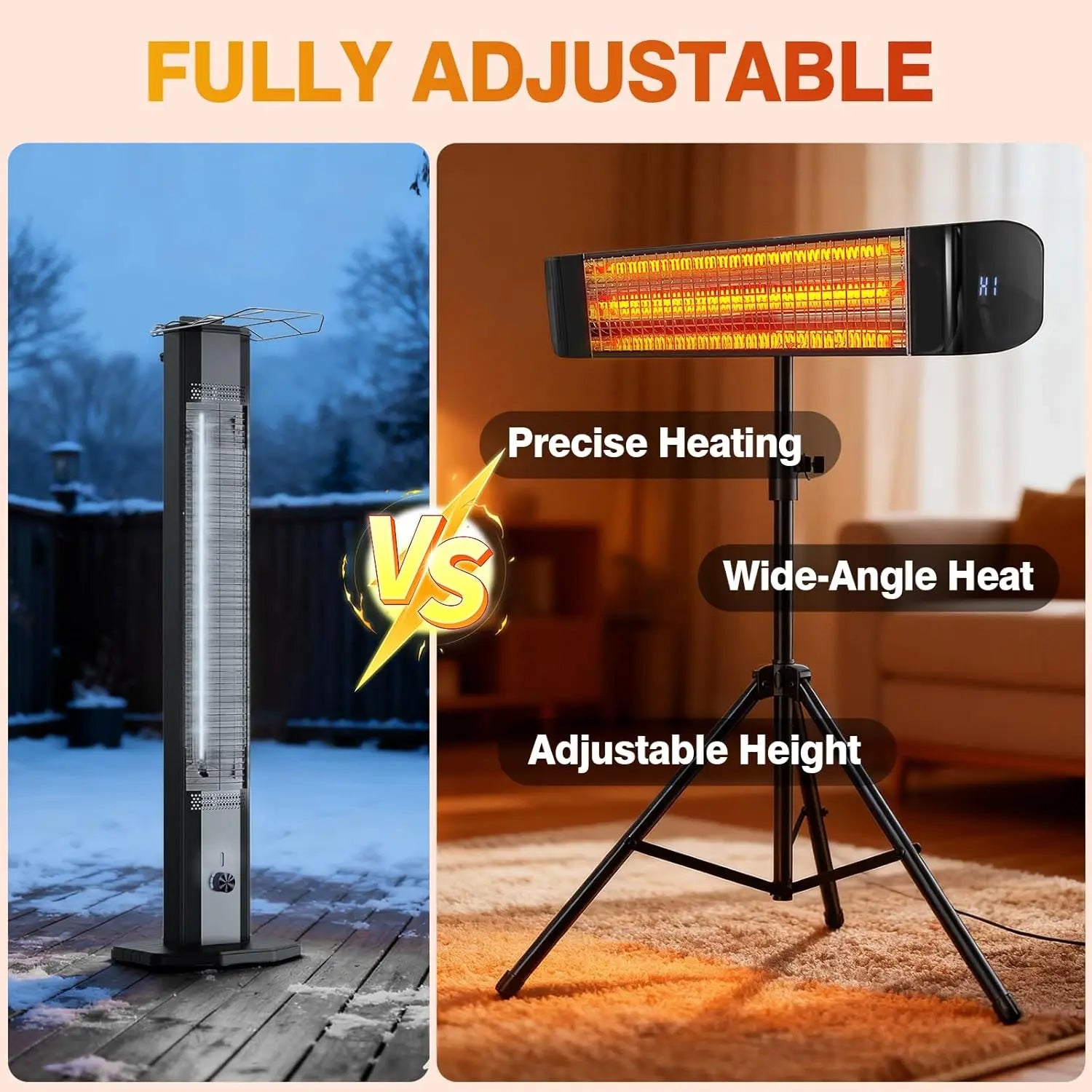 Electric Patio Heater 1500W Infrared Outdoor CSA Certified Mounts