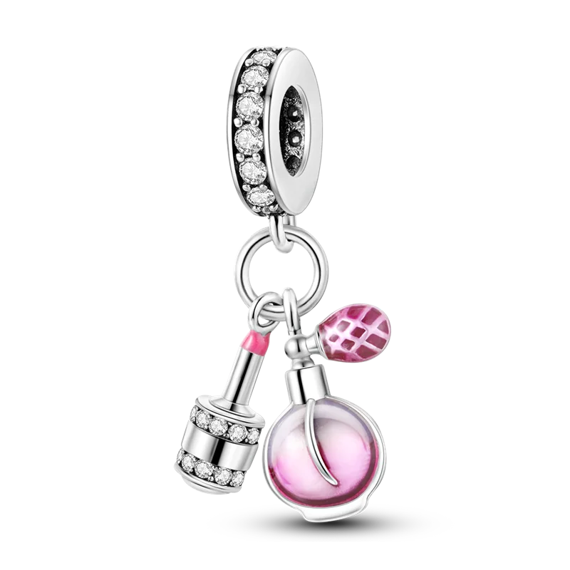 Charms Bead 925 Sterling Silver Pink Butterfly Luminous Firefly Dangle
