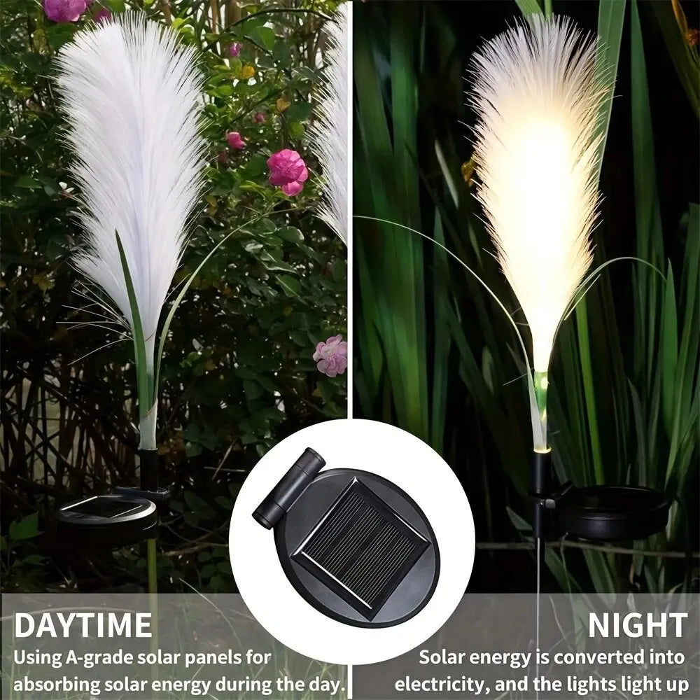 1PC LED Solar Powered Reed Lawn Lamp Outdoor Garden Stake Light,Ideal Decoration Landscape Lighting For Garden,Lawn,Yard,Pathway