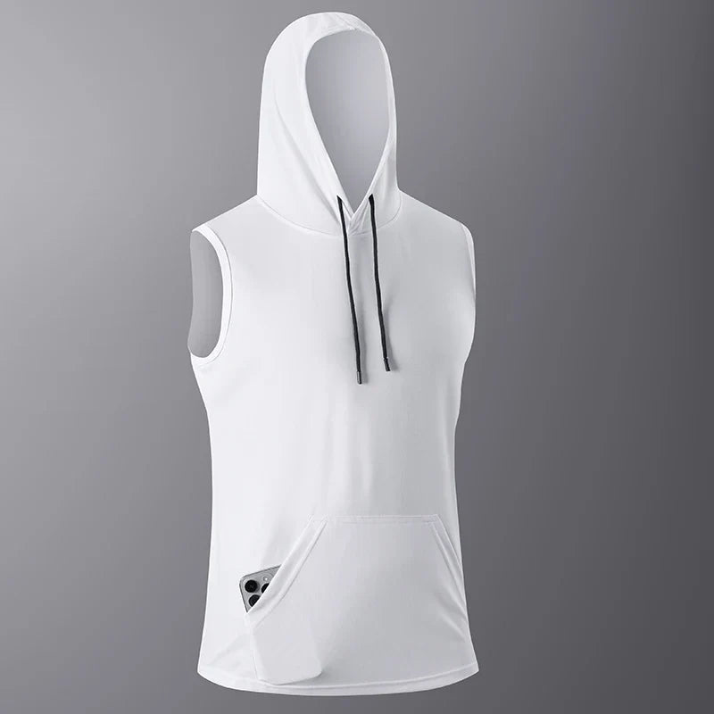 Men's Quick-Dry Gym Hoodie T-Shirt Black