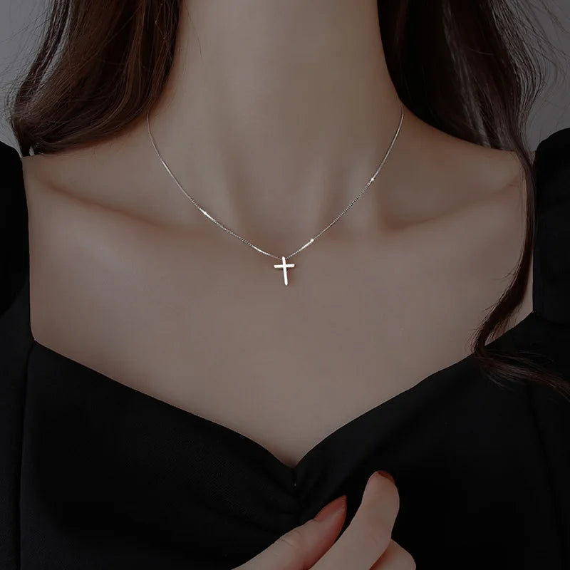 925 Sterling Silver Cross Necklace | Elegant Women's Pendant Jewelry