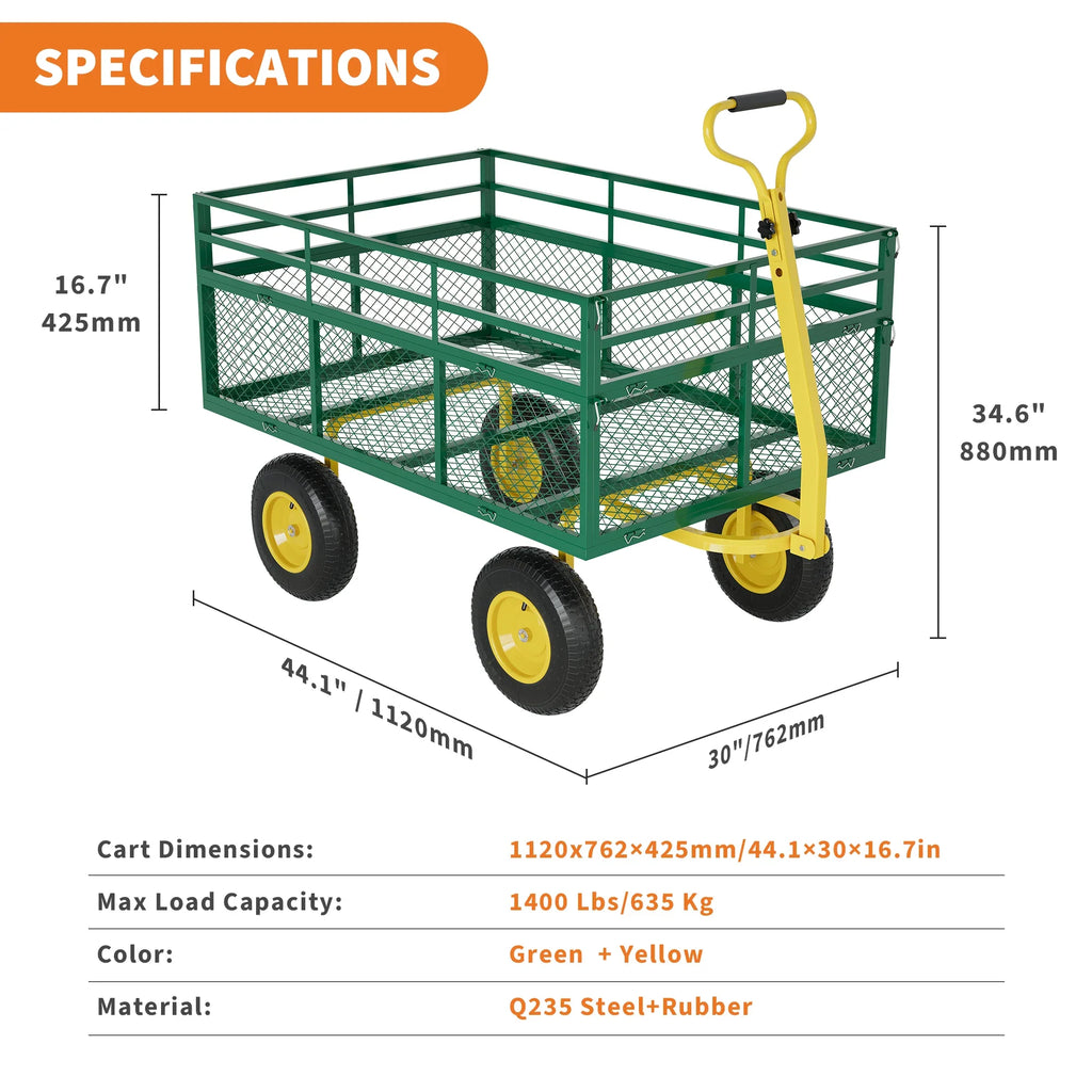 HiMISS Heavy Duty Gardening Cart 3 In 1 Pull Wagon
