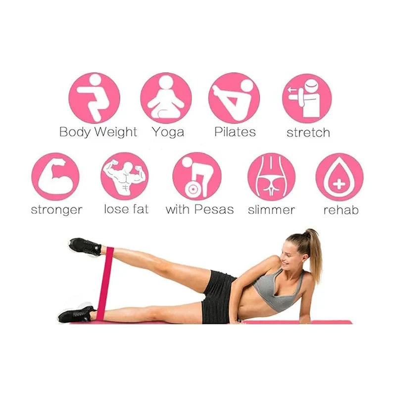 5 Pcs Pink Resistance Bands Set, Workout Bands for Leg Butt Exercise, Elastic Fitness Loop for Home Gym