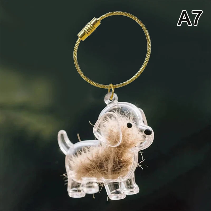 Clear Pet Hair Memorial Keepsake Capsule | Dog Fur Container Keychain for Pet Lovers