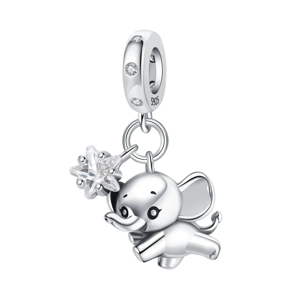Hot Sale 925 Sterling Silver Dog Cat Cute Pet Animals Pendant Birthday Party Gift for Women Bangle Bracelet Necklace DIY Jewelry