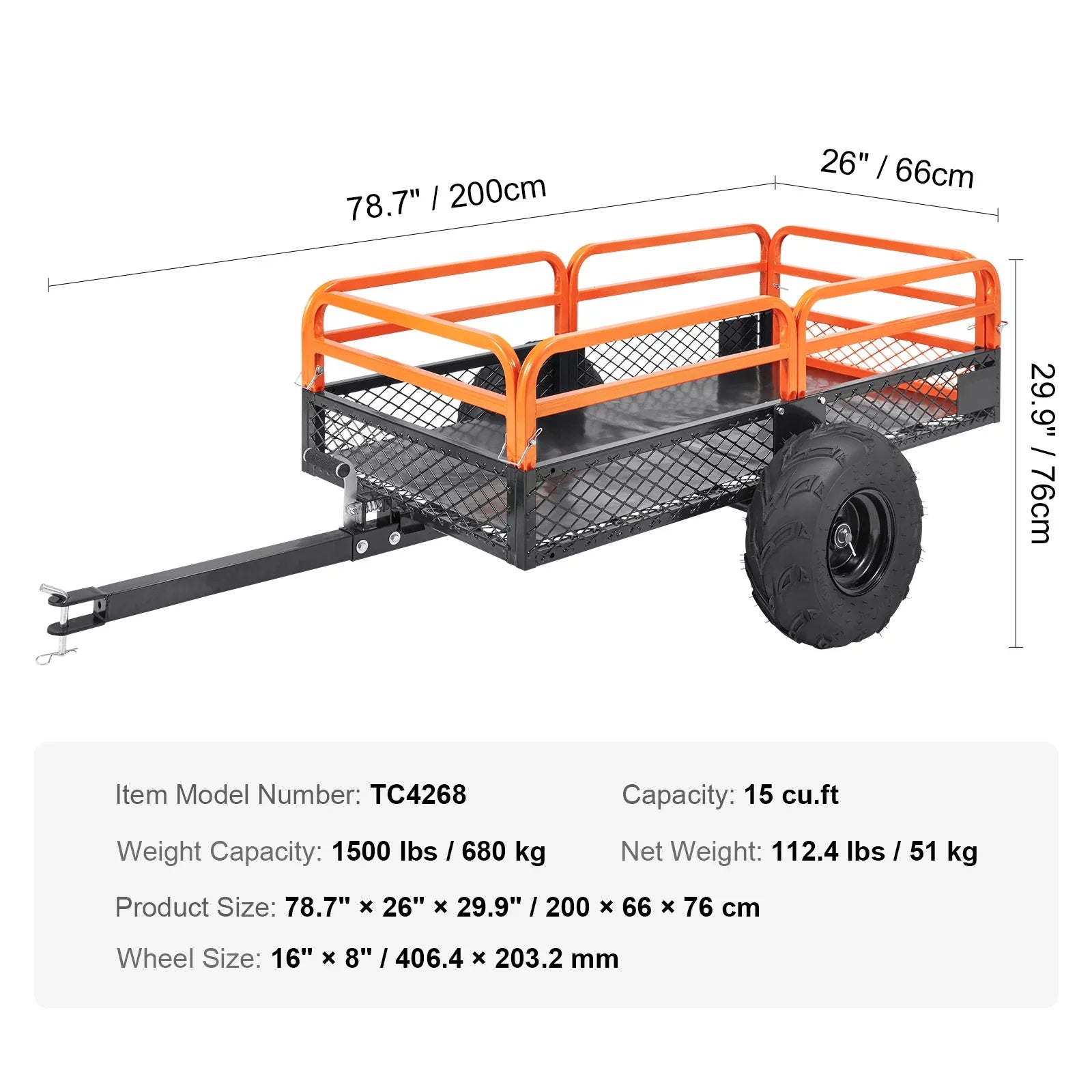 Heavy Duty Steel ATV Dump Trailer With Removable Sides And Tires