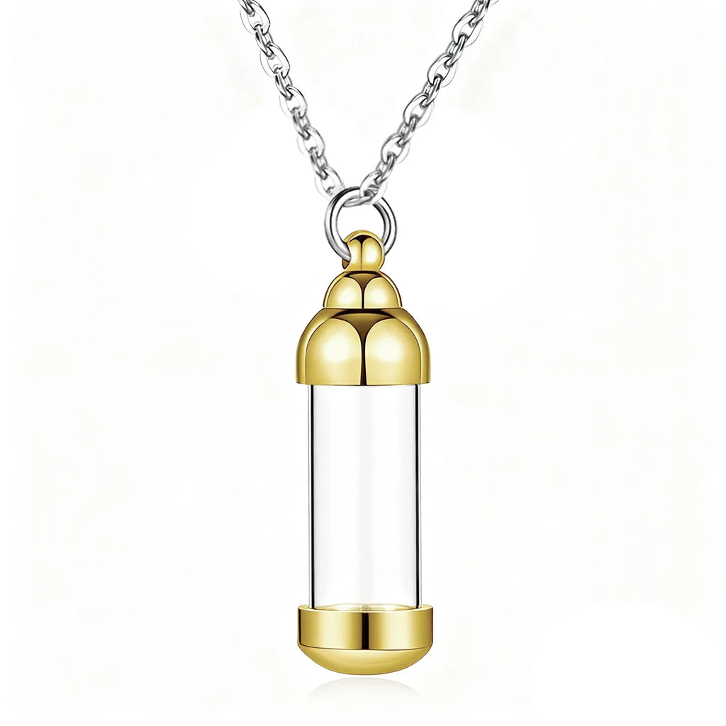 Small Glass Cremation Urn Vial Necklace for Ashes | Memorial Pet Charm