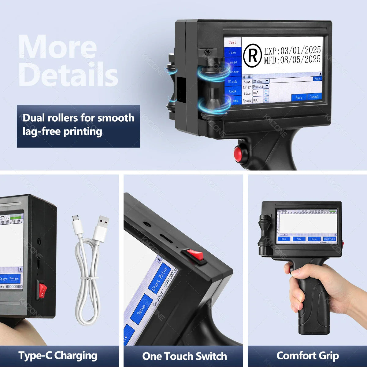 12.7mm Portable Inkjet Printer Handheld TIJ Maker Machine with ink Cartridge Image Picture Serial Number Edit Print