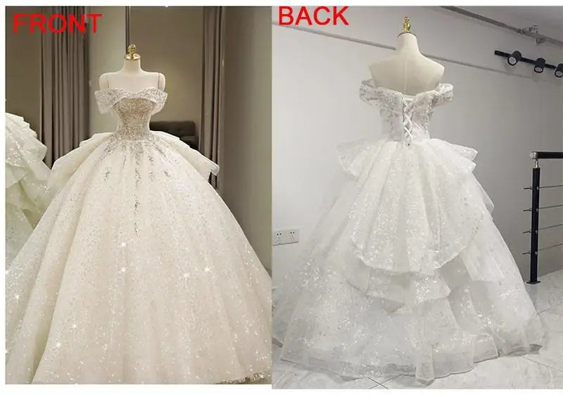 New Off Shoulder Wedding Dress Luxury Bridal Gown EDW324