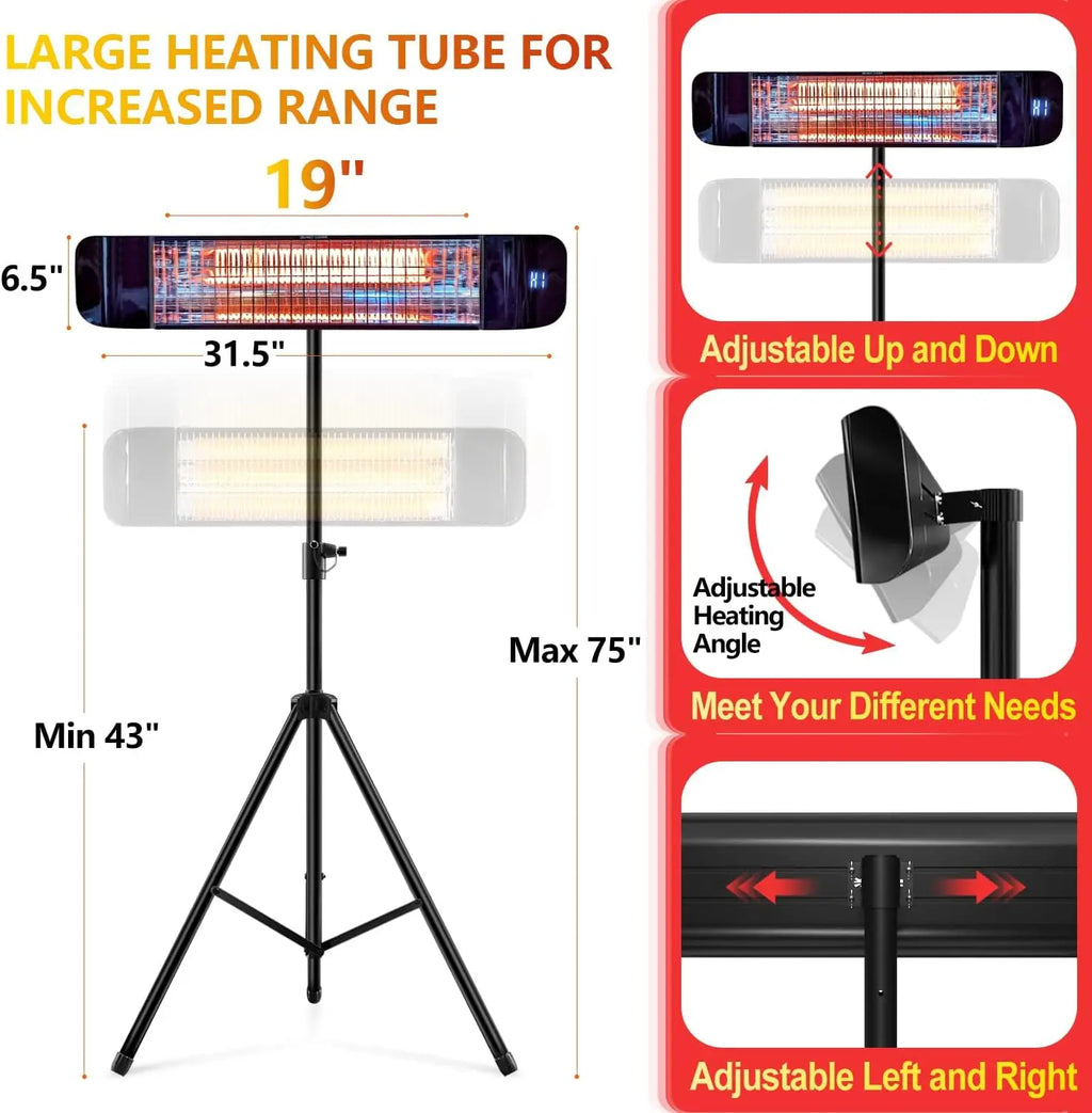 Electric Patio Heater 1500W Infrared Outdoor CSA Certified Mounts