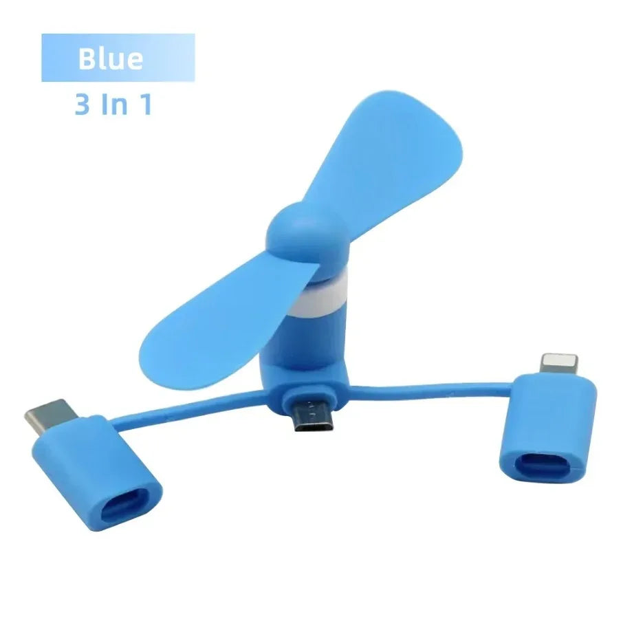 USB Phone Cooler | 3 in 1 Mini Fan for iPhone and Samsung