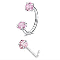 6/2pcs Horseshoe Nose Rings with L-Shape Nose Stud, Stainless Steel