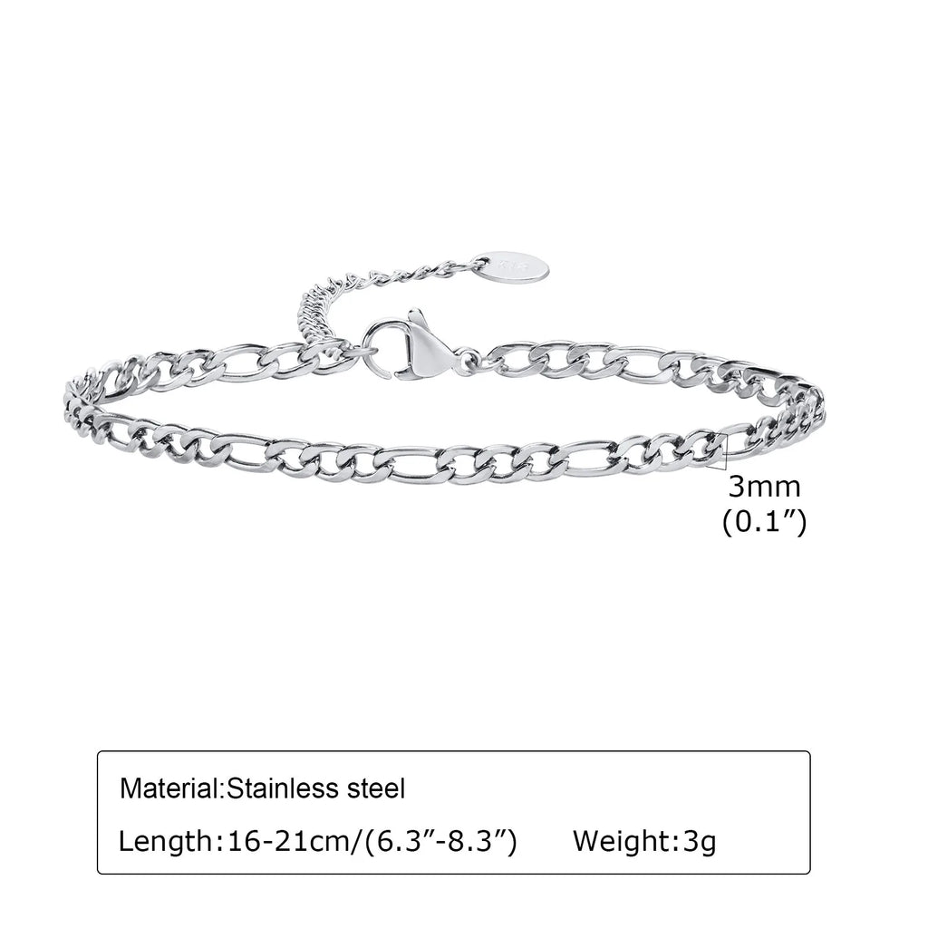 1/2/3pcs Chain Bracelet for, Stainless Steel Twisted Rope Cuban Chain