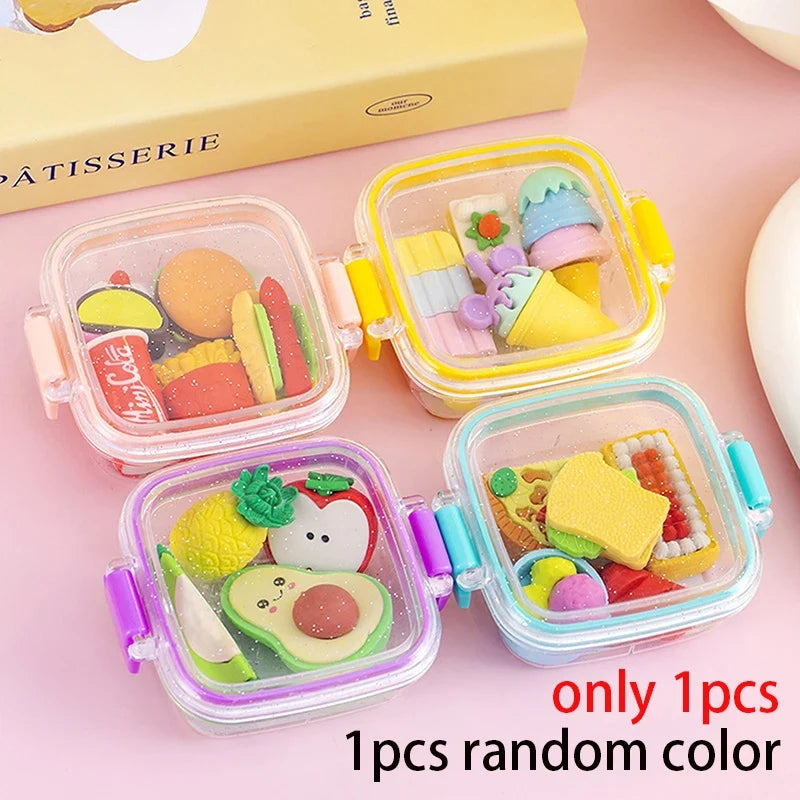Lunch Box Eraser Set | Creative School Stationery Gift