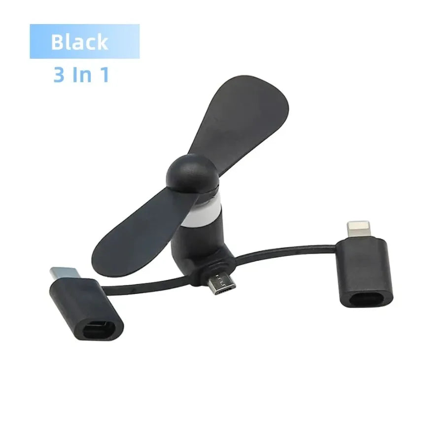 USB Phone Cooler | 3 in 1 Mini Fan for iPhone and Samsung