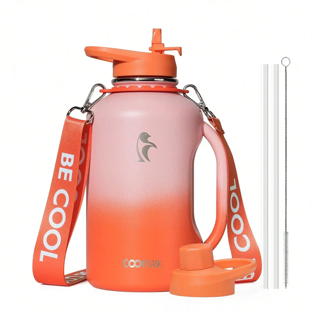 Insulated Stainless Steel Water Bottle With Handle And Strap