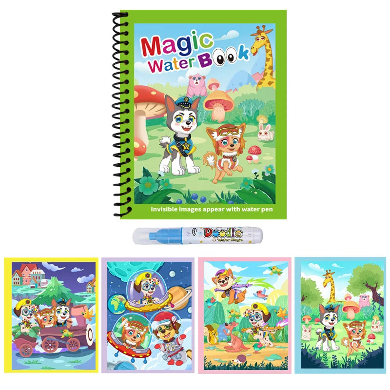 Kids Graffiti Picture Book With Refillable Water Pen | Magic Water Drawing Toy