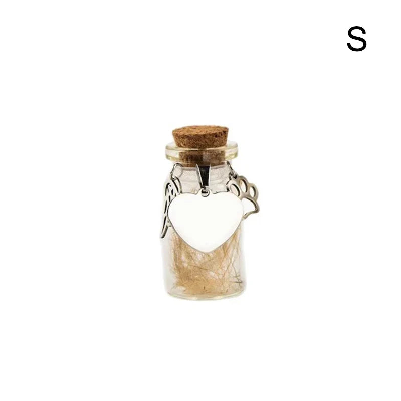 Pet Memorial Bottle | Pet Hair Keepsake Storage with 3 Silver Accessories