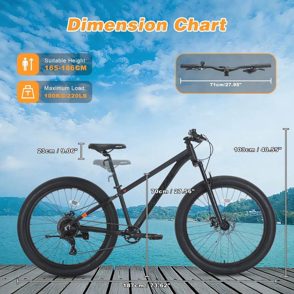 Spatial Fat Tire Mountain Bike 9-Speed Front Suspension Disc Brakes