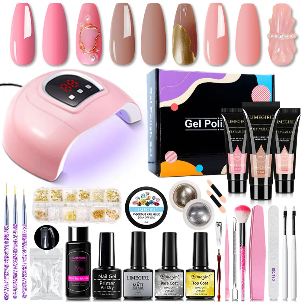 Limegirl UV Gel Kit With UV Lamp Magic Mirror Powder