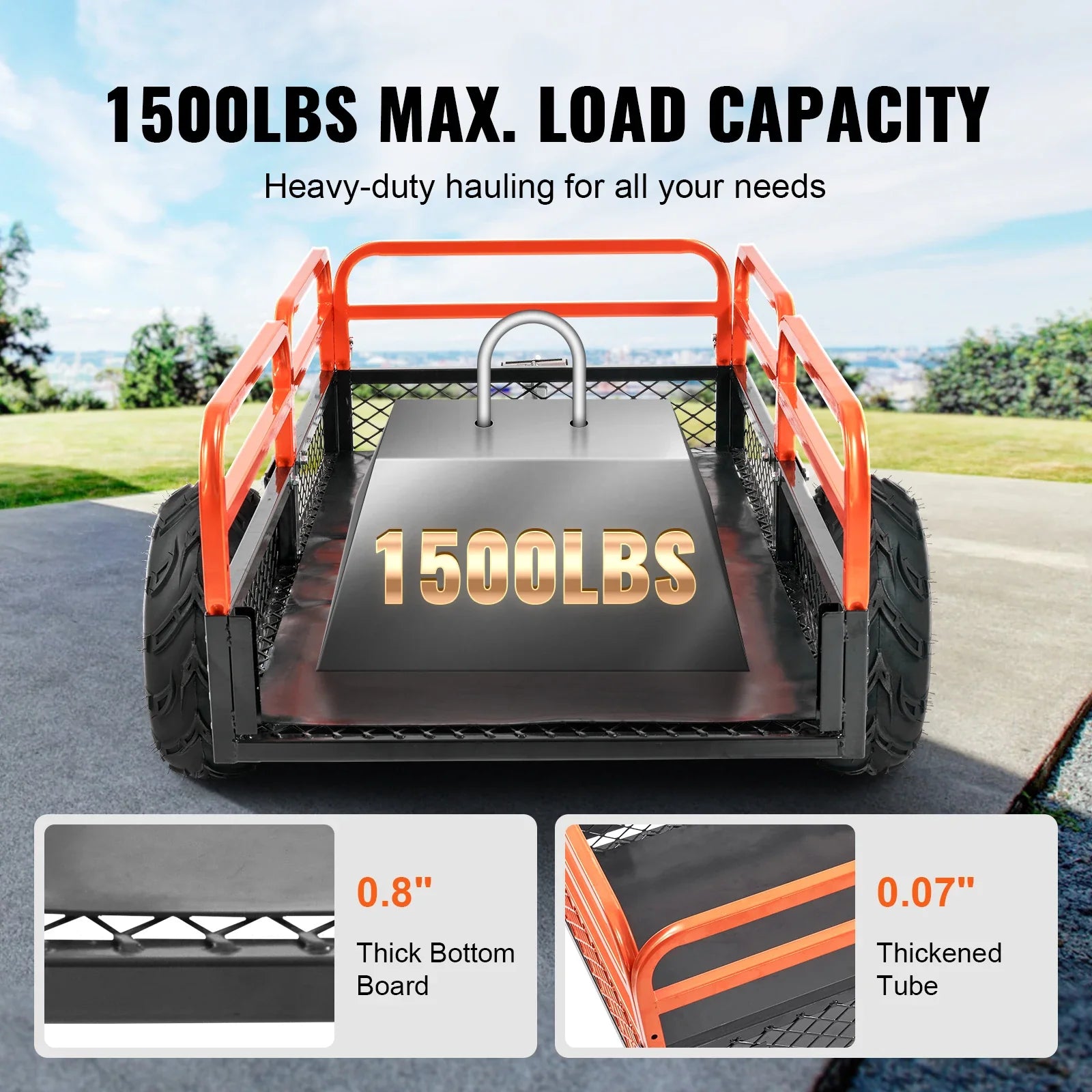 Heavy Duty Steel ATV Dump Trailer With Removable Sides And Tires