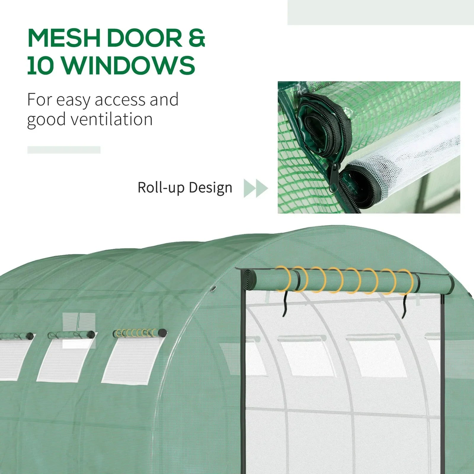 Tunnel Greenhouse With Mesh Doors Galvanized Steel Frame