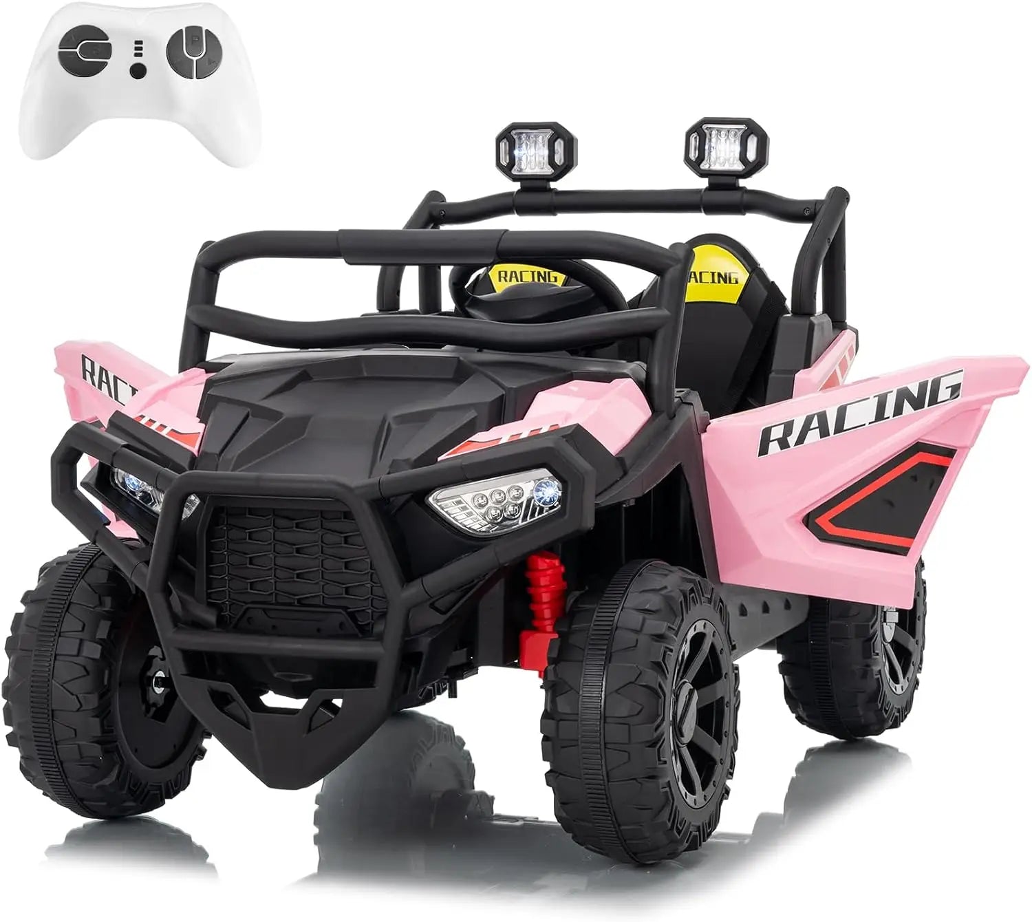 24V 2 Seater Ride On Car Electric UTV Car with Remote Control,4-Wheeler Suspension,Soft Start,3 Speeds,Led Lights,Bluetooth,3-8Y