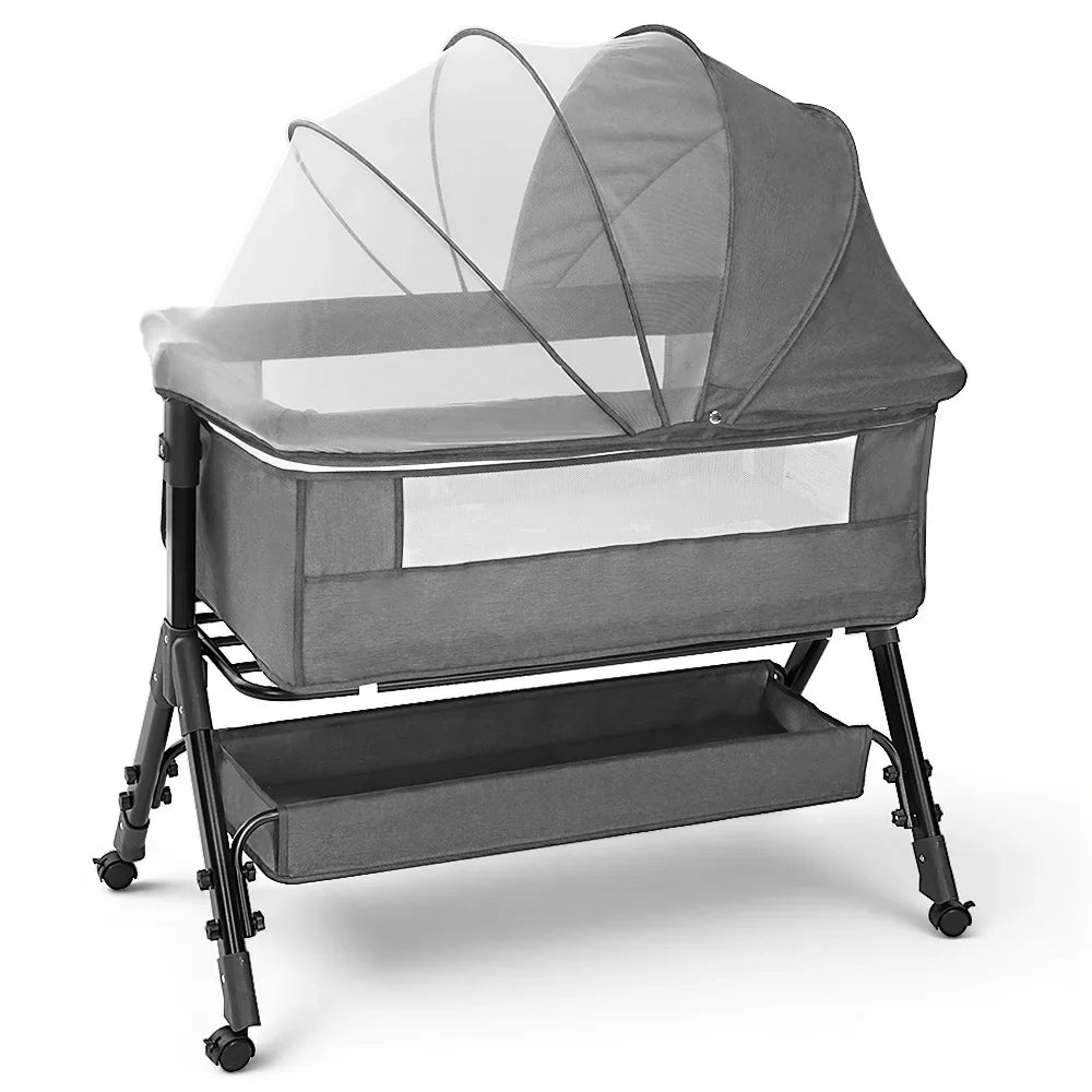 Portable Baby Bassinet Bedside Sleeper With 360 Degree Mesh Window