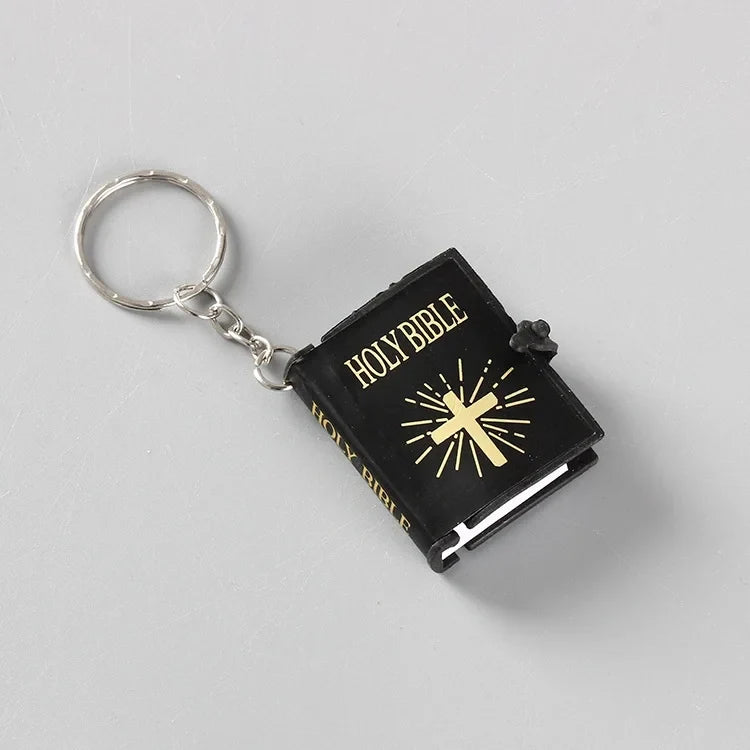 Fashion Holy Bible Keychain Mini Christian English Book Key Ring For Gift