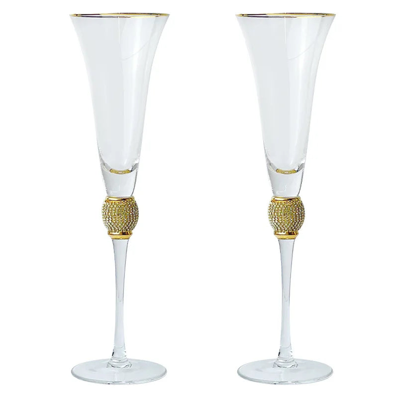 2Pcs Creative Gold Rimmed Glass Cup Red Wine Cocktail Champagne Whiskey Glass Drink Cup Bar Party Goblet Wedding Supplies Gift