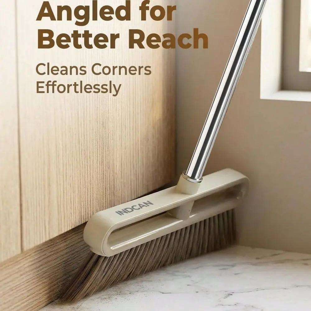 Broom And Dustpan Set With Adjustable Handle And Foldable Dustpan