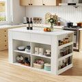 Modern Kitchen Island With Faux Marble Top And Two Drawers