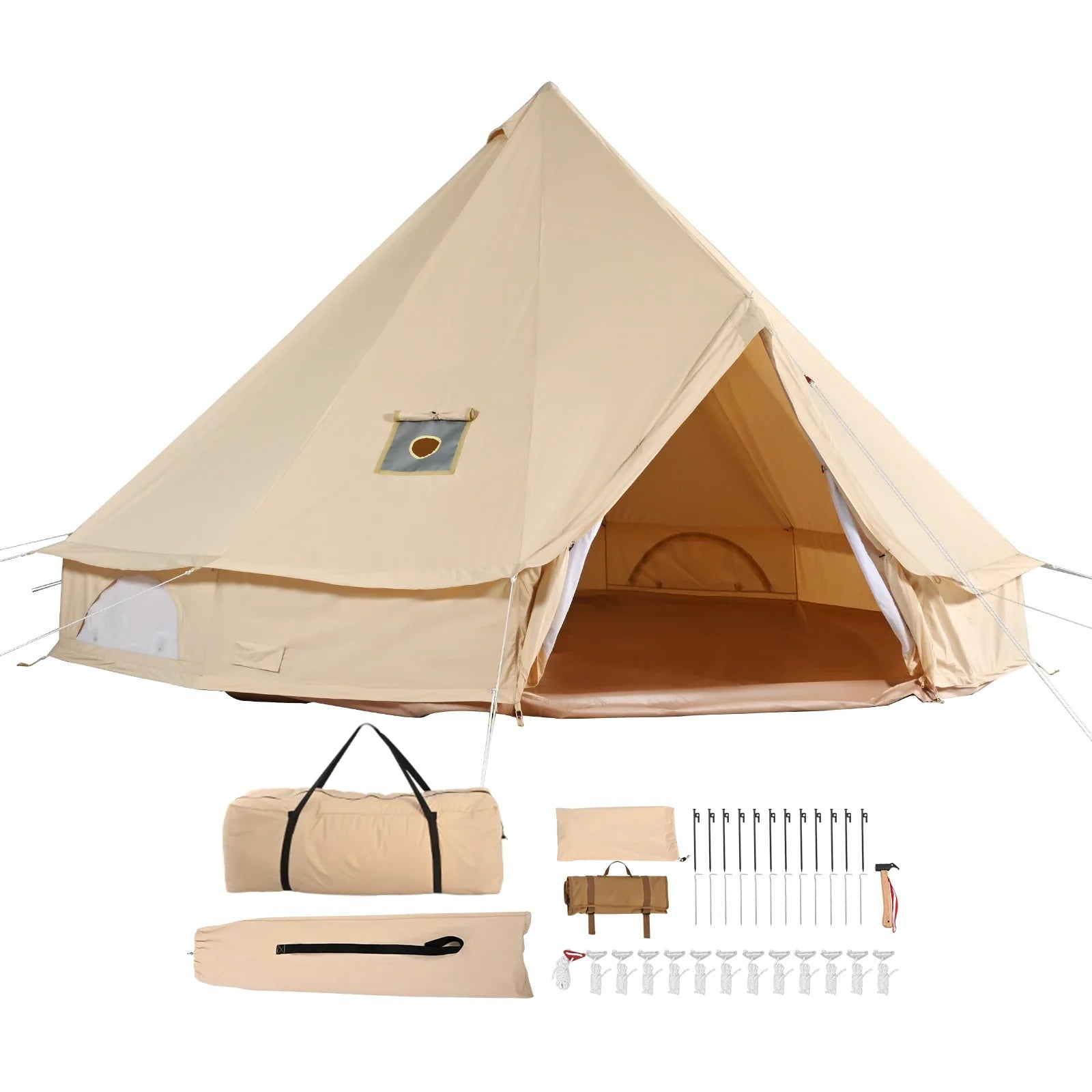 SucceBuy Canvas Bell Tent For Four Season Camping Yurt