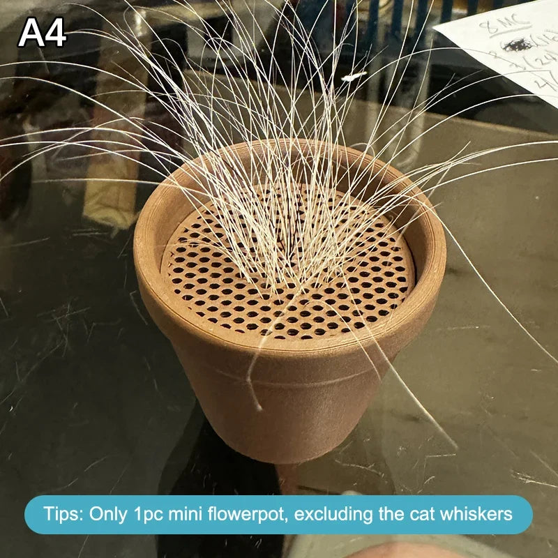 Mini Flower Pot Cat Whisker Holder | Pet Fur Collector Desktop Keepsake