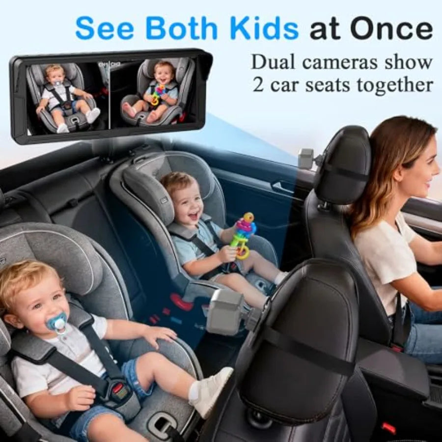 Baby Car Camera For Two Kids HD 1080P Dual Monitor
