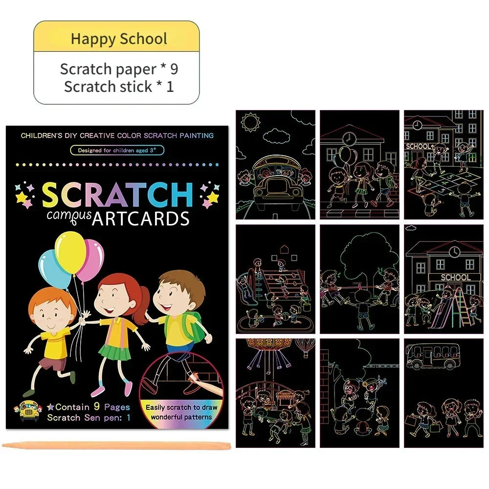 Magic Rainbow Scratch Art Painting Paper Kit | Kids DIY Educational Toy