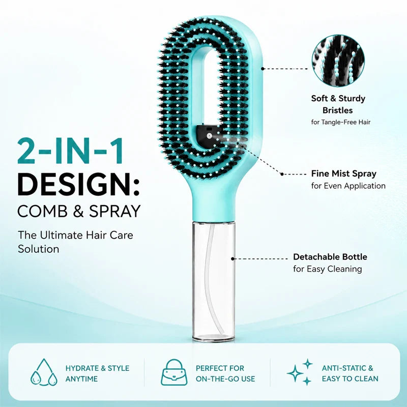WANMEI Refillable Spray Hair Comb Anti Static Detangling Brush