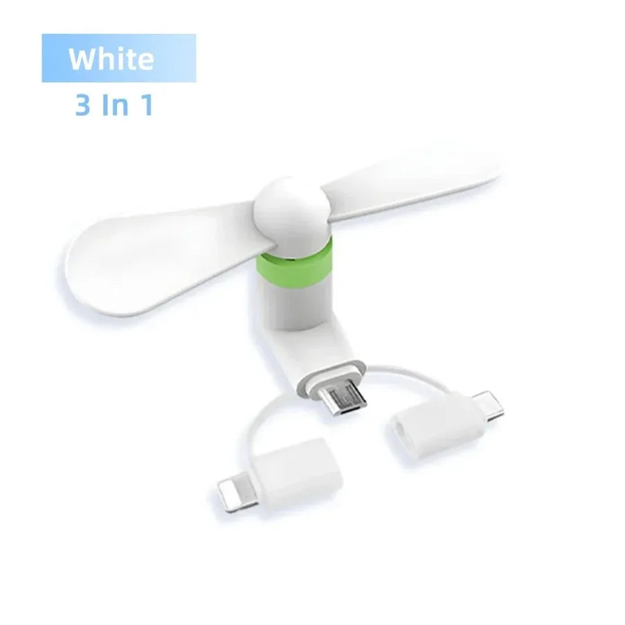 USB Phone Cooler | 3 in 1 Mini Fan for iPhone and Samsung