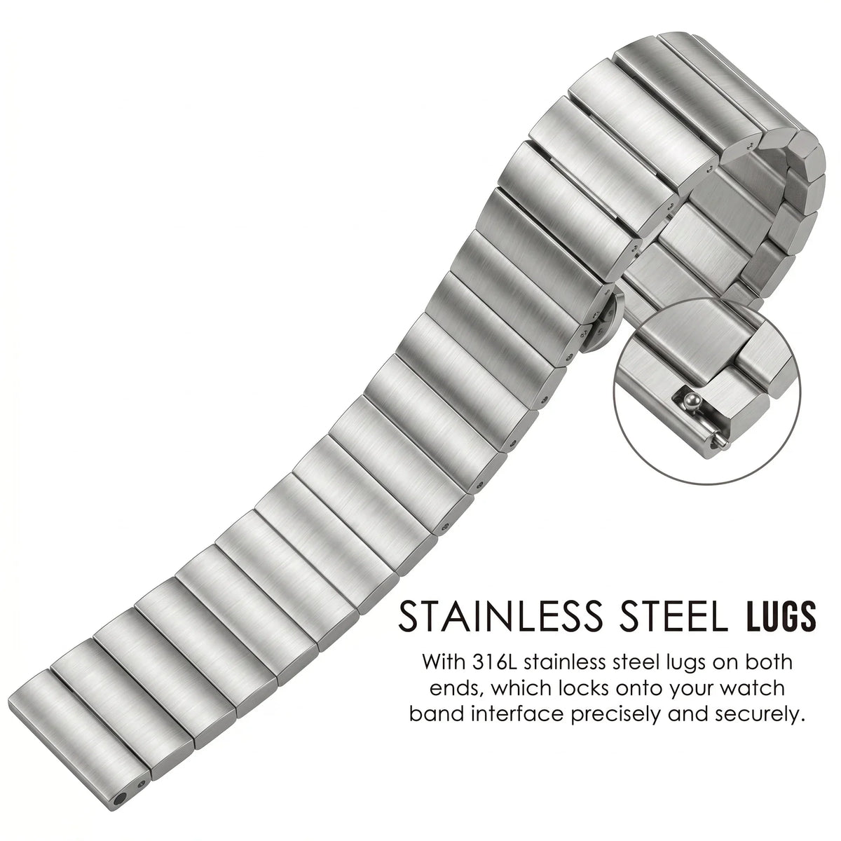 Garmin 18/20/22mm Quick Release Brushed Stainless Steel Bracelet