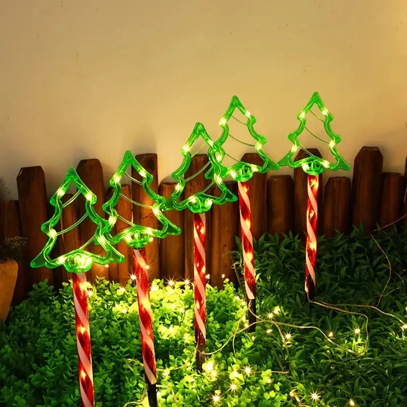 5PC/set Solar Candy Christmas Tree Garden Lights Outdoor Waterproof Lawn Lamp LED Decoration Stake Lights For Yard Festive Party