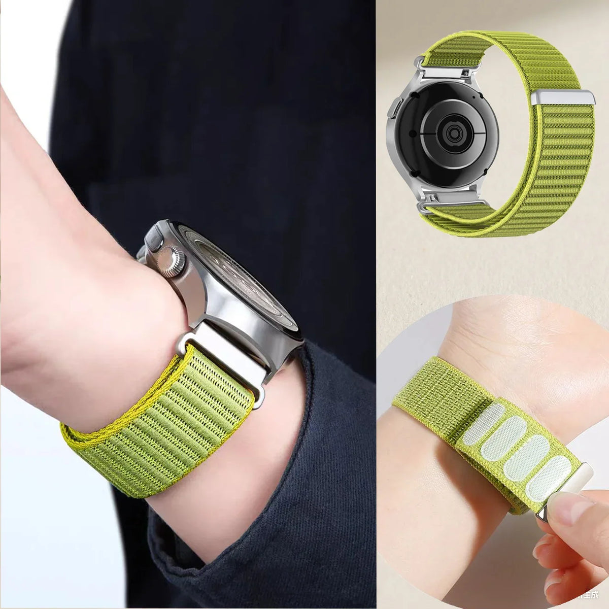Garmin 18/20/22mm Quick Release Woven Nylon Hook-and-Loop Band with Metal Ring