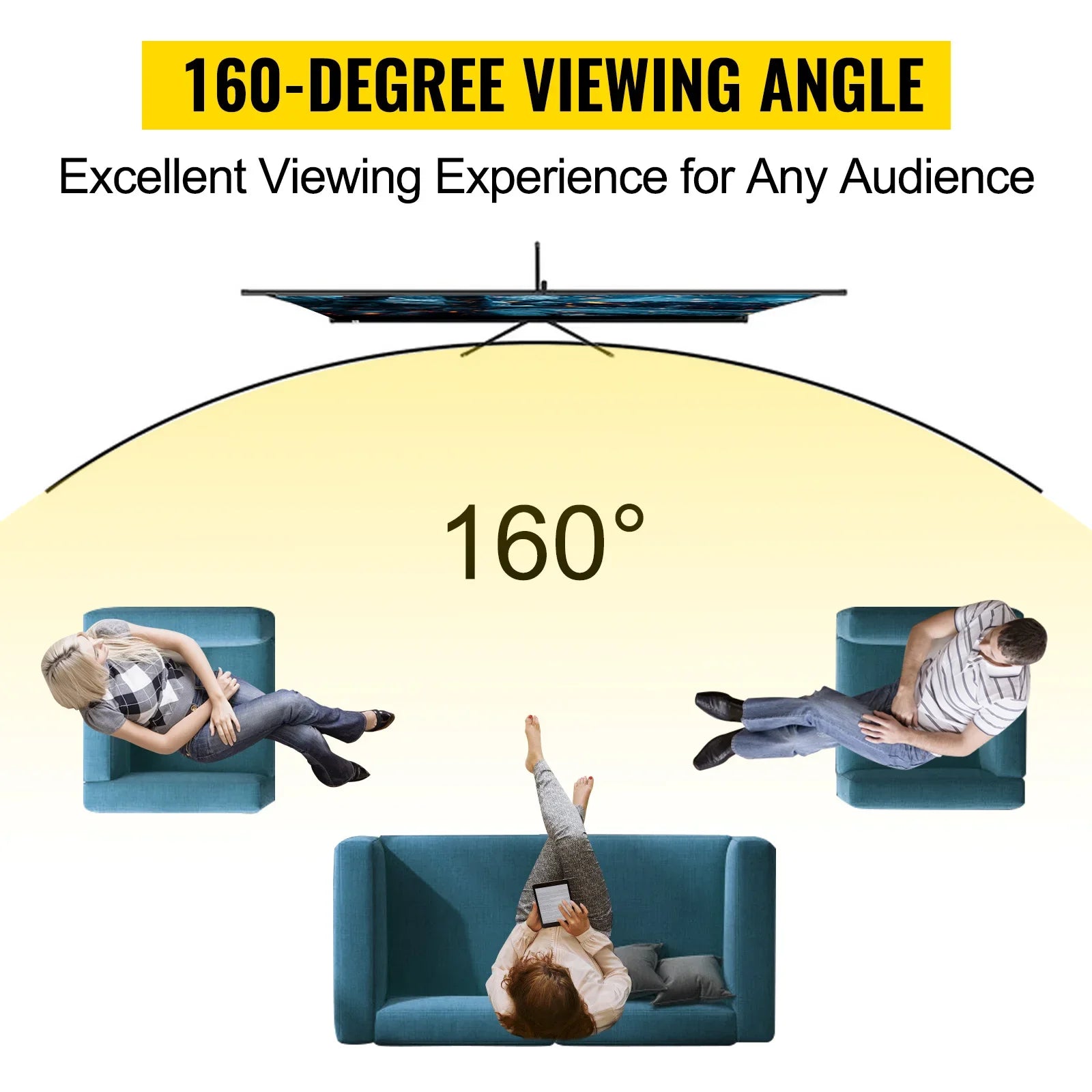 SucceBuy Tripod Projector Screen With Stand 4K HD Portable Cinema