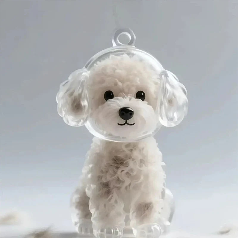 Clear Puppy Hair Memorial Keychain | Pet Fur Keepsake Capsule DIY Pendant