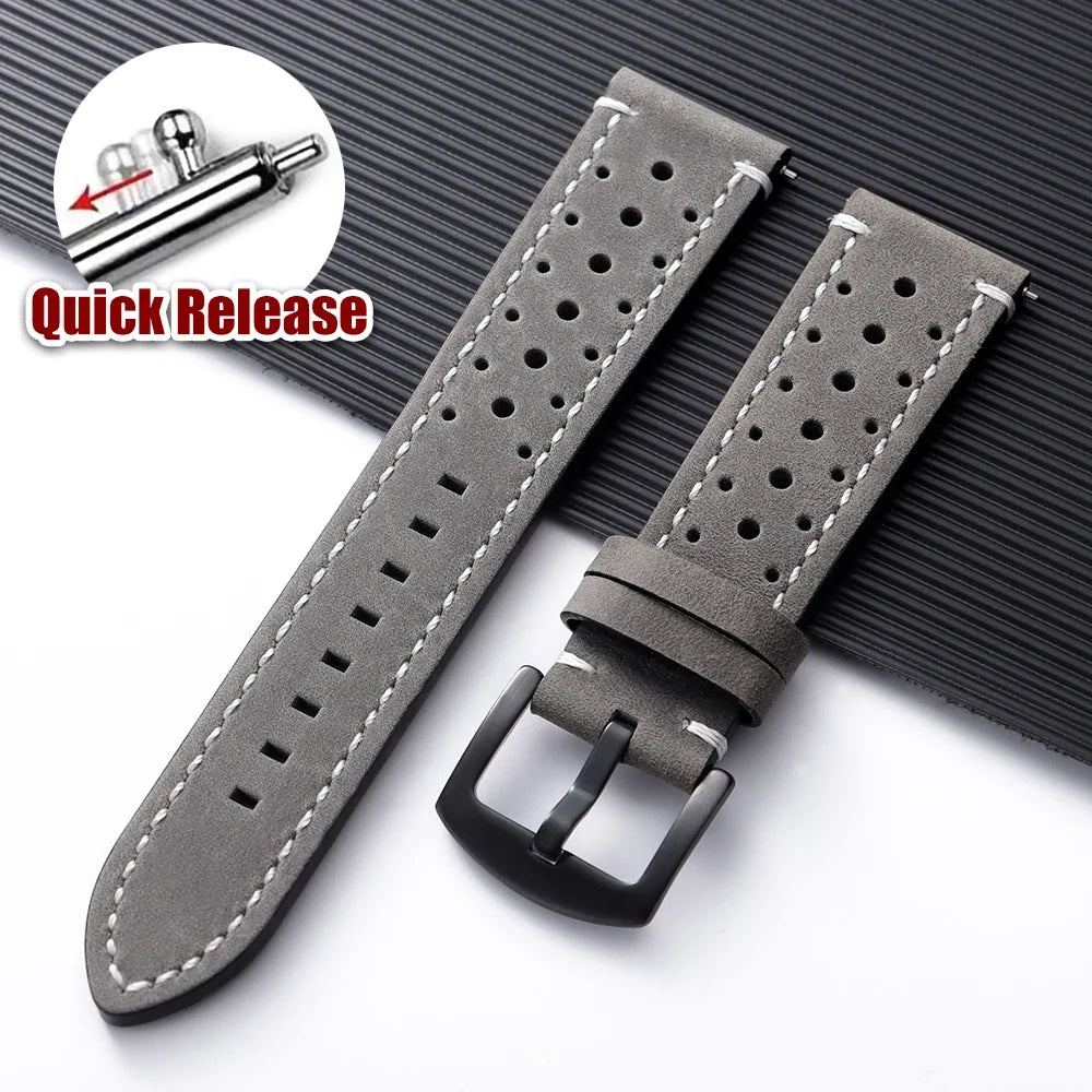 Garmin 18/20/22mm Quick Release Perforated Leather Rally Band