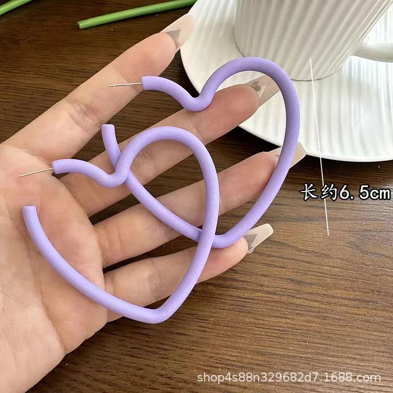 Simple Big Round Star Heart Hoop Earrings For Women Geometric Plastic Exaggerated Earring Hyperbole Trendy Ring Earrings Jewelry